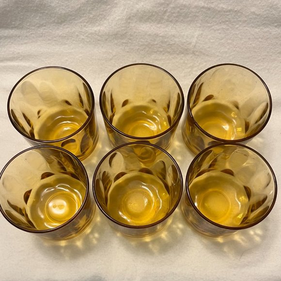 6 - Vintage Amber Juice/Small Glasses - Picture 2 of 7